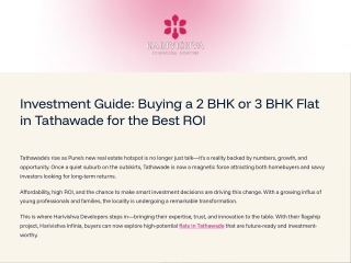 Investment Guide: Buying a 2 BHK or 3 BHK Flat in Tathawade for the Best ROI | H
