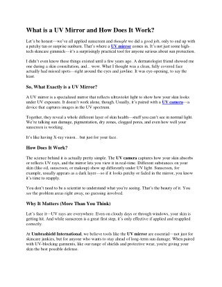 What is a UV mirror and how does it work