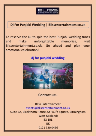 Dj For Punjabi Wedding Blissentertainment.co.uk