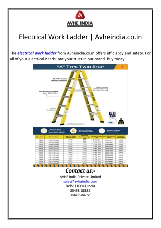 Electrical Work Ladder | Avheindia.co.in