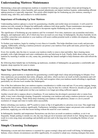 Helpful Tips About Freshening Up Mattresses In Indianapolis, Indiana