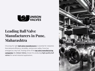 Leading Ball Valve Manufacturers in Pune, Maharashtra | Unison Valves