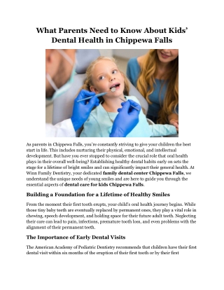 What Parents Need to Know About Kids’ Dental Health in Chippewa Falls