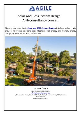 Solar And Bess System Design | Agileconsultancy.com.au