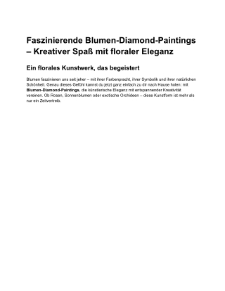 Faszinierende Blumen-Diamond-Paintings – Kreativer Spaß mit floraler Eleganz