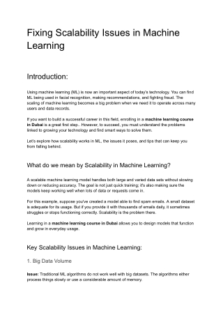 Fixing Scalability Issues in Machine Learning