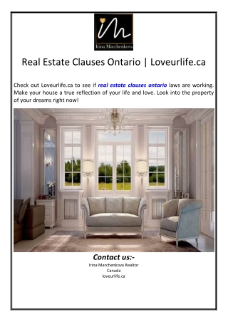 Real Estate Clauses Ontario | Loveurlife.ca