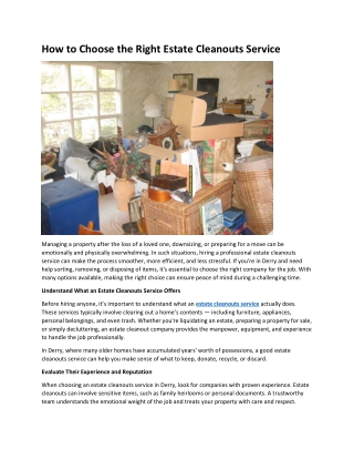 How to Choose the Right Estate Cleanouts Service