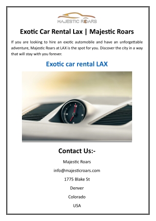 Exotic Car Rental Lax