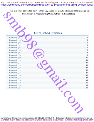 Python Programming – Answers to Exercises (Y. D. Liang)