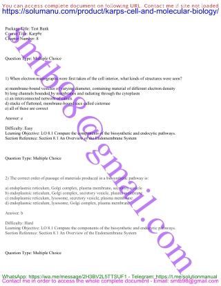 Question Bank – Cell & Molecular Biology by Karp (9th Edition)