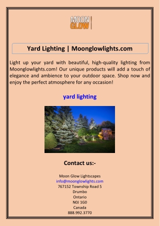 Yard Lighting Moonglowlights.com
