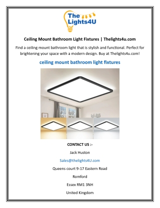 Ceiling Mount Bathroom Light Fixtures  Thelights4u