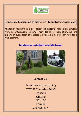 Landscape Installation In Kitchener Mountviewservices.com