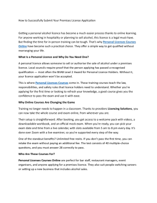 How to Successfully Submit Your Premises License Application