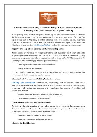 Zipline Training | Experientialsystems.com