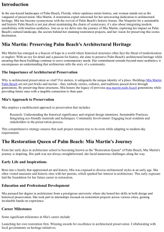 Mia Martin’s Blueprint for a Sustainable and Historic Palm Beach