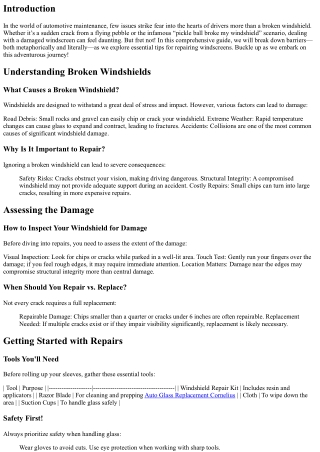 Breaking Down Barriers (and Glass) – Essential Tips for Repairing Windscreens