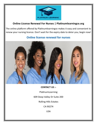 Online License Renewal For Nurses  Platinumlearningce.org