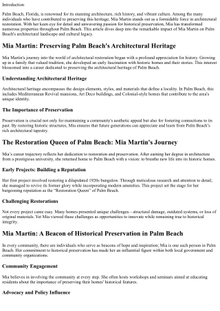 Architectural Wonders: The Impact of Mia Martin on Palm Beach