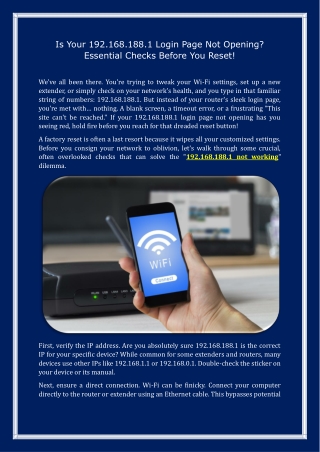 192.168.188.1 Not Working? Fix It Before You Reset!