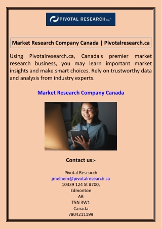 Market Research Company Canada Pivotalresearch.ca