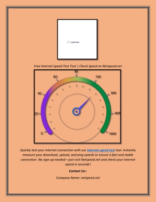 Free Internet Speed Test Tool  Check Speed on Netspeed.net