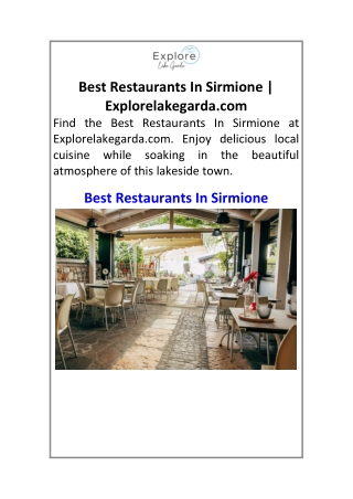 Best Restaurants In Sirmione | Explorelakegarda.com