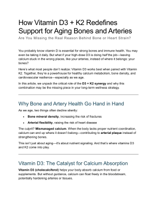 How Vitamin D3   K2 Redefines Support