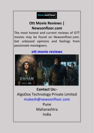 Ott Movie Reviews | Newsonfloor.com