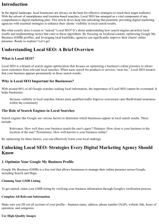 **Unlocking Local SEO: Strategies Every Digital Marketing Agency Should Know**