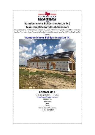 Barndominiums Builders In Austin Tx  Texascompletebarndosolutions.com.