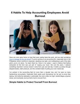 6 Habits To Help Accounting Employees Avoid Burnout