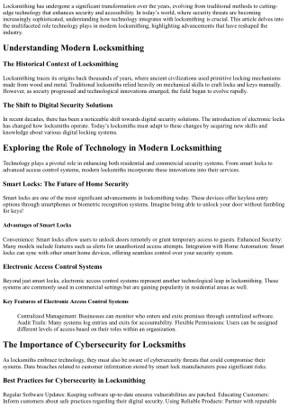 Exploring the Role of Technology in Modern Locksmithing