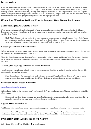 When Bad Weather Strikes: How to Prepare Your Doors for Storms