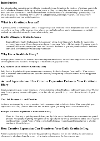 Art and Appreciation: How Creative Expression Enhances Your Gratitude Diary
