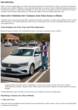 Innovative Solutions for Common Auto Glass Issues at Home