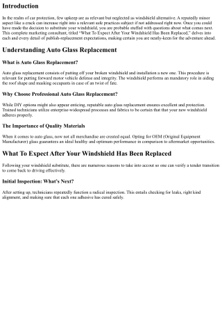 What To Expect After Your Windshield Has Been Replaced