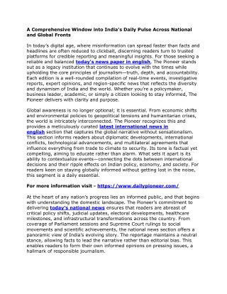 A Comprehensive Window into India's Daily Pulse Across National and Global Fronts