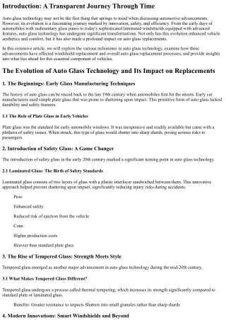 The Evolution of Auto Glass Technology and Its Impact on Replacements