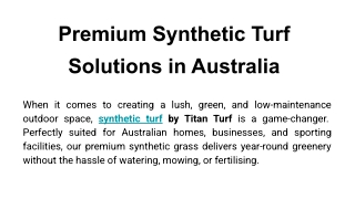 Premium Synthetic Turf Solutions in Australia