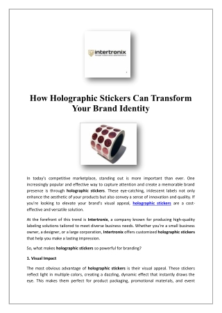 Hologram Stickers - Intertronix