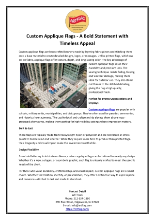 Custom Applique Flags - A Bold Statement with Timeless Appeal