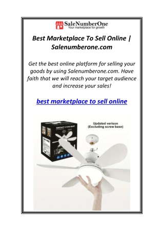 Best Marketplace To Sell Online | Salenumberone.com
