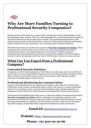 Why Are More Families Turning to Professional Security Companies
