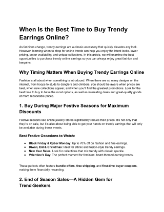 When Is the Best Time to Buy Trendy Earrings Online