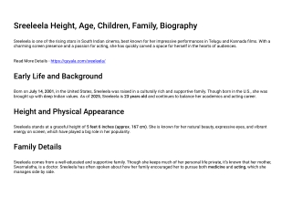 Sreeleela Height, Age, Children, Family, Biography