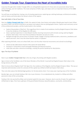 Golden Triangle Tour: Experience the Heart of Incredible India