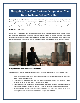 Navigating Free Zone Business Setup - What You Need to Know Before You Start