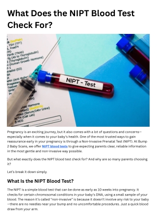 What Does the NIPT Blood Test Check For?